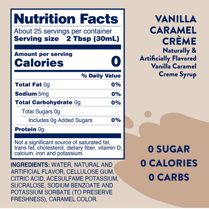 Sugar Free Vanilla Caramel Creme Syrup